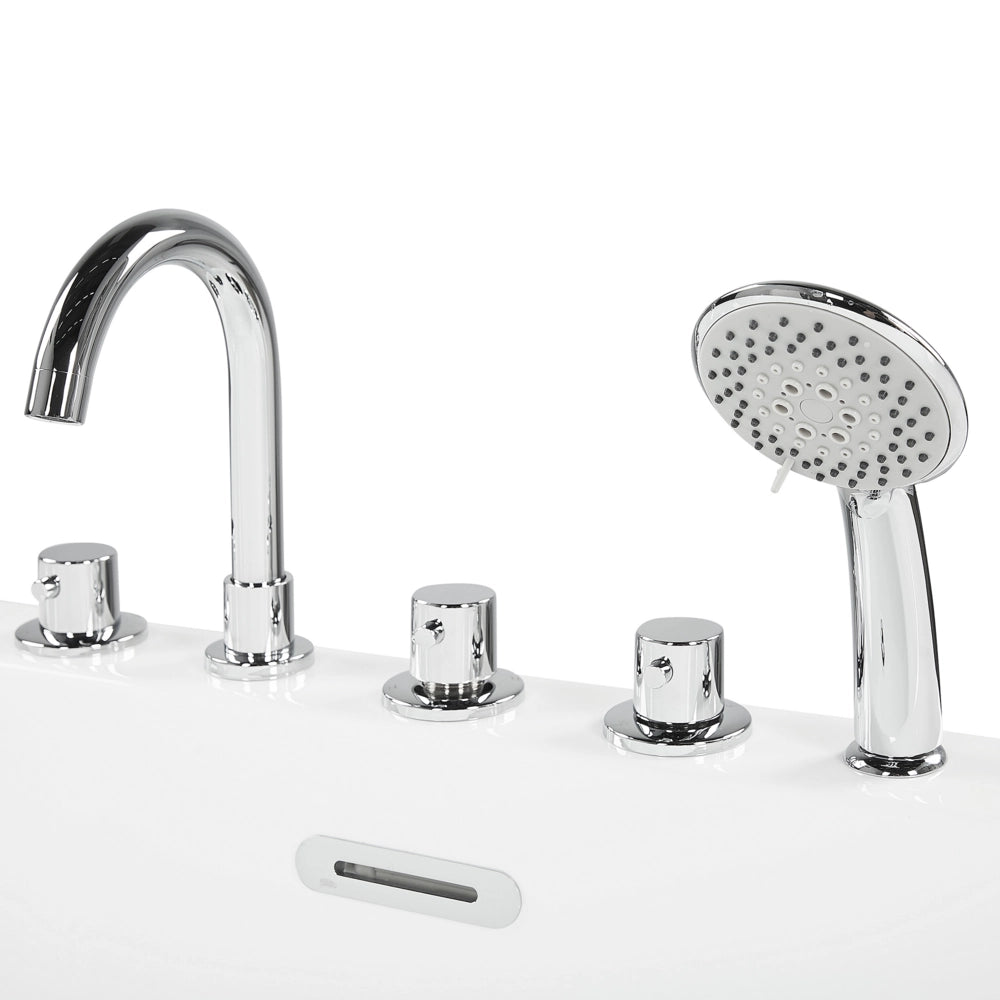 Vasca da Bagno Freestanding in Acrilico Nero Ovale con Rubinetteria 170 cm
