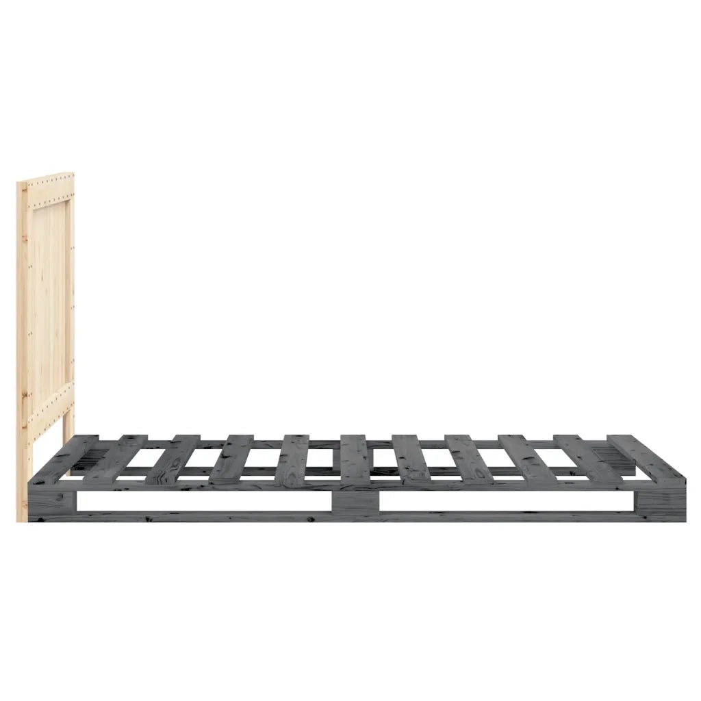Giroletto con Testiera-Struttura Letto con testiera Grigio 90x200 cm Legno Massello di Pino 404956
