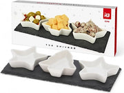 Set da festa di Natale - 4 pezzi con piatto di legno e piatti di porcellana - ideale per tapas, olive, formaggi e dips - design festivo - tavola di Natale