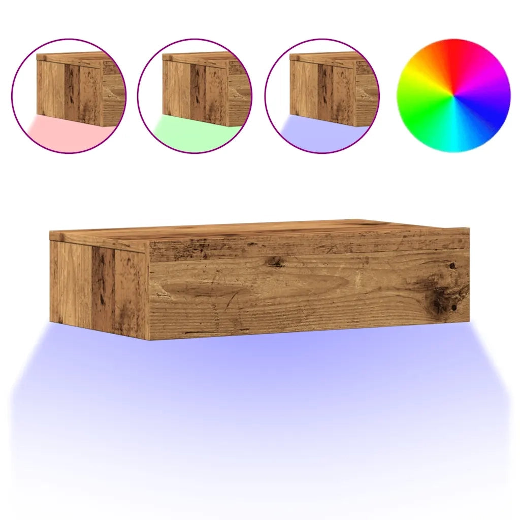 Mobile Porta TV con Luci LED Legno Antico 60x35x15,5 cm 856343