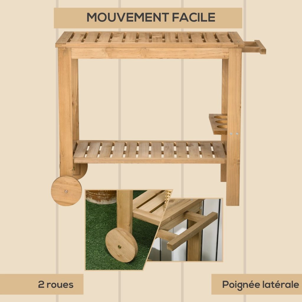 Carrello da giardino per barbecue con 2 ripiani e porta bottiglie ¨C zephmum ¨C 95x47x74 cm
