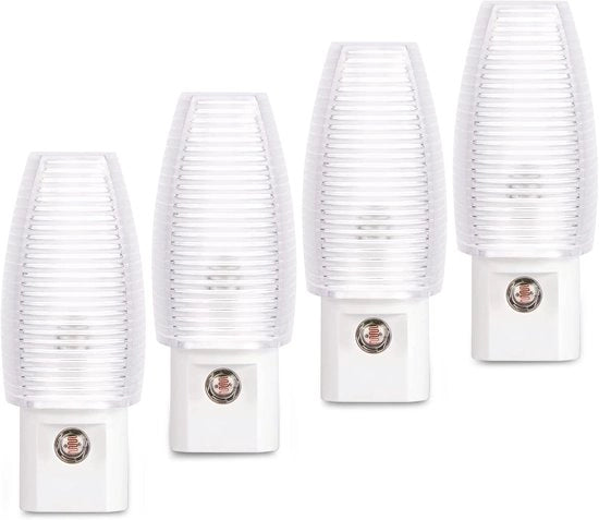 4 pezzi di Stopcontatto LED Lampade da Notte – Sensore Dusk to Dawn – Per Camera da Letto, Bagno, Corridoio e Scale