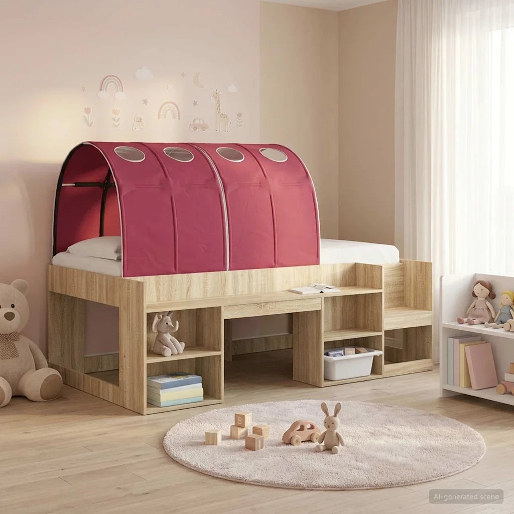 Tunnel per Letto 2 pcs Rosso 211 x 67.5 x 2 cm Poliestere