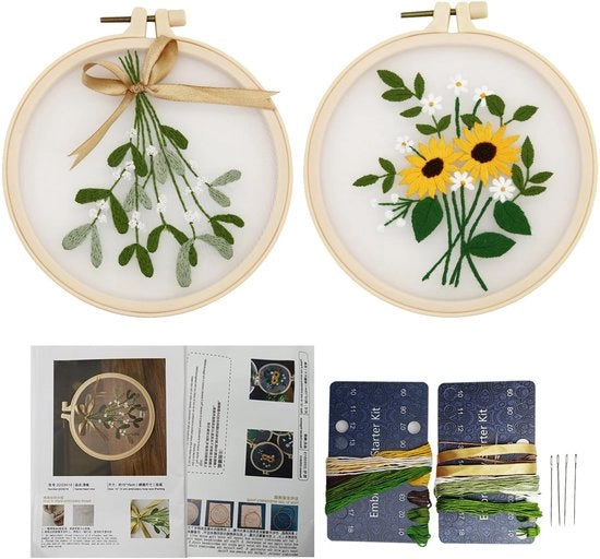 Pacchetto di iniziazione alla maglieria - Set di fili e aghi per maglieria - Fili e aghi per maglieria - Manuale - Set di maglieria per adulti - Disegni di fiori - Set di maglieria per iniziati