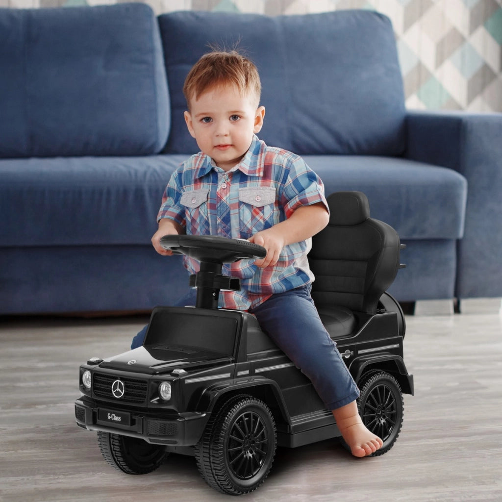 Auto a spinta per bambini con licenza tettuccio regolabile, Carrozzina e auto camminante per bambini 12-36 mesi Nero-Biciclette e tricicli