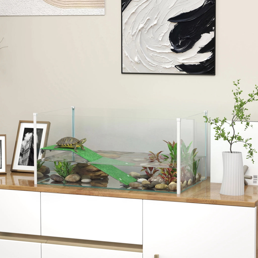 Terrario per Tartarughe con Rampa ¨C zephmum ¨C Bianco 60x35x28 cm