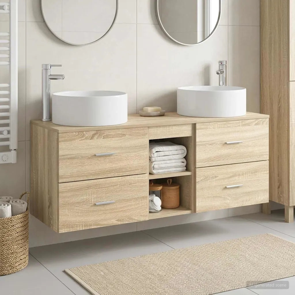 Set di mobili per il bagno 3 pz Rovere Sonoma 3405949