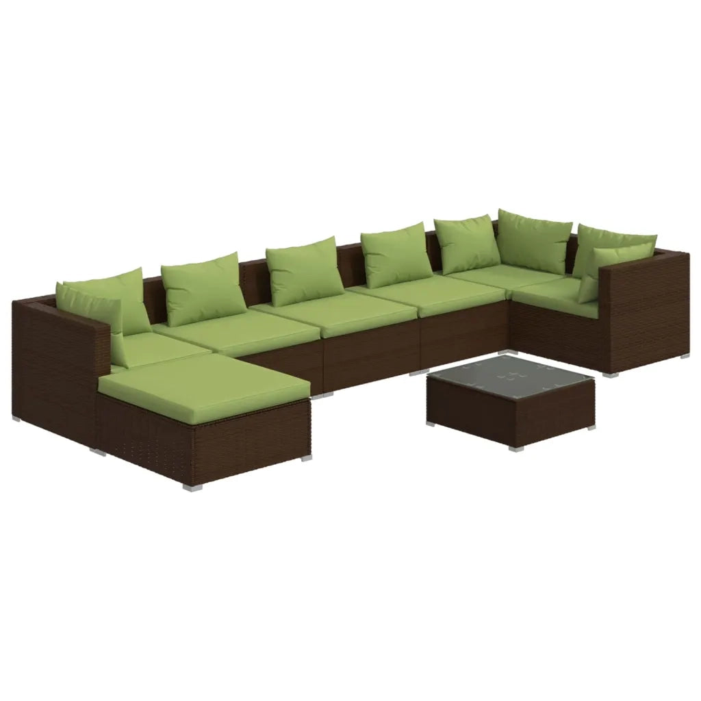Set Divani da Giardino 8 pz con Cuscini in Polyrattan Marrone 3101844