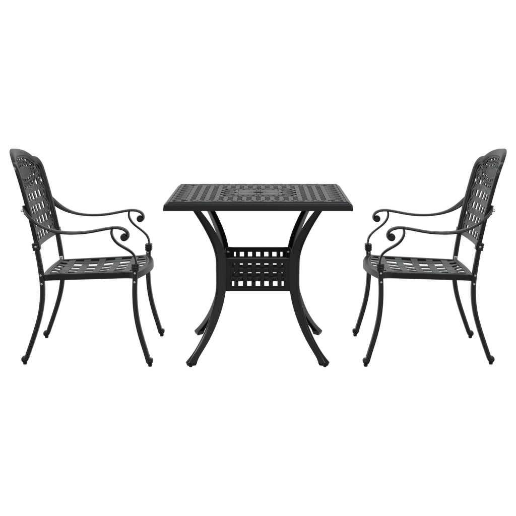 Set Bistro da Giardino 3 Pezzi in Alluminio pressofuso Nero