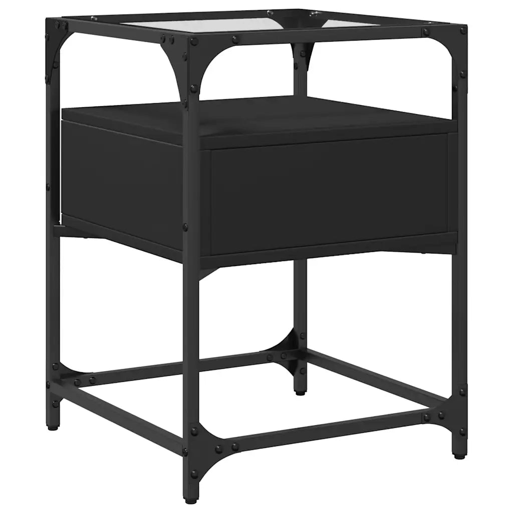 Set di 2 Comodini | Armadio da Notte | Mobiletto da notte Neri 40x40x55 cm in Legno Multistrato