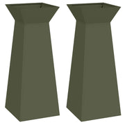 2 pz Fioriere | Cassetta per fiori | Vaso a Pilastro Oliva 40 x 40 x 100 cm