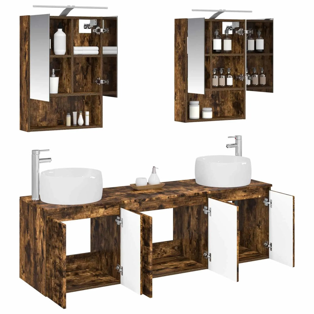 Set di Armadi da Bagno 5 pcs Rovere Fumo Legno ingegnerizzato 3406523