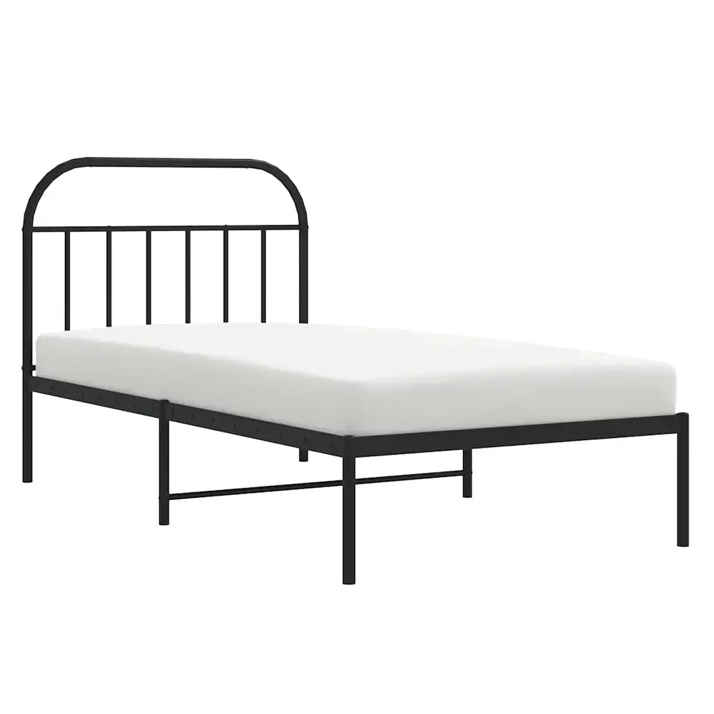 Giroletto con Testiera-Struttura Letto con testiera Metallo Nero 100x200 cm 579861