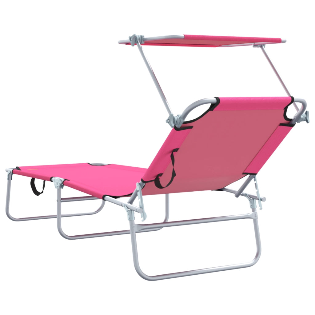 Lettini Prendisole Pieghevoli 2 pz con Tettuccio Rosa Tessuto Oxford 600D