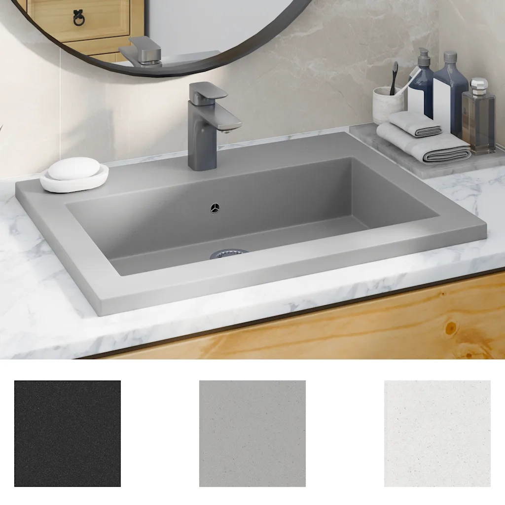 Lavandino in Granito 600x450x120 mm Grigio 142963
