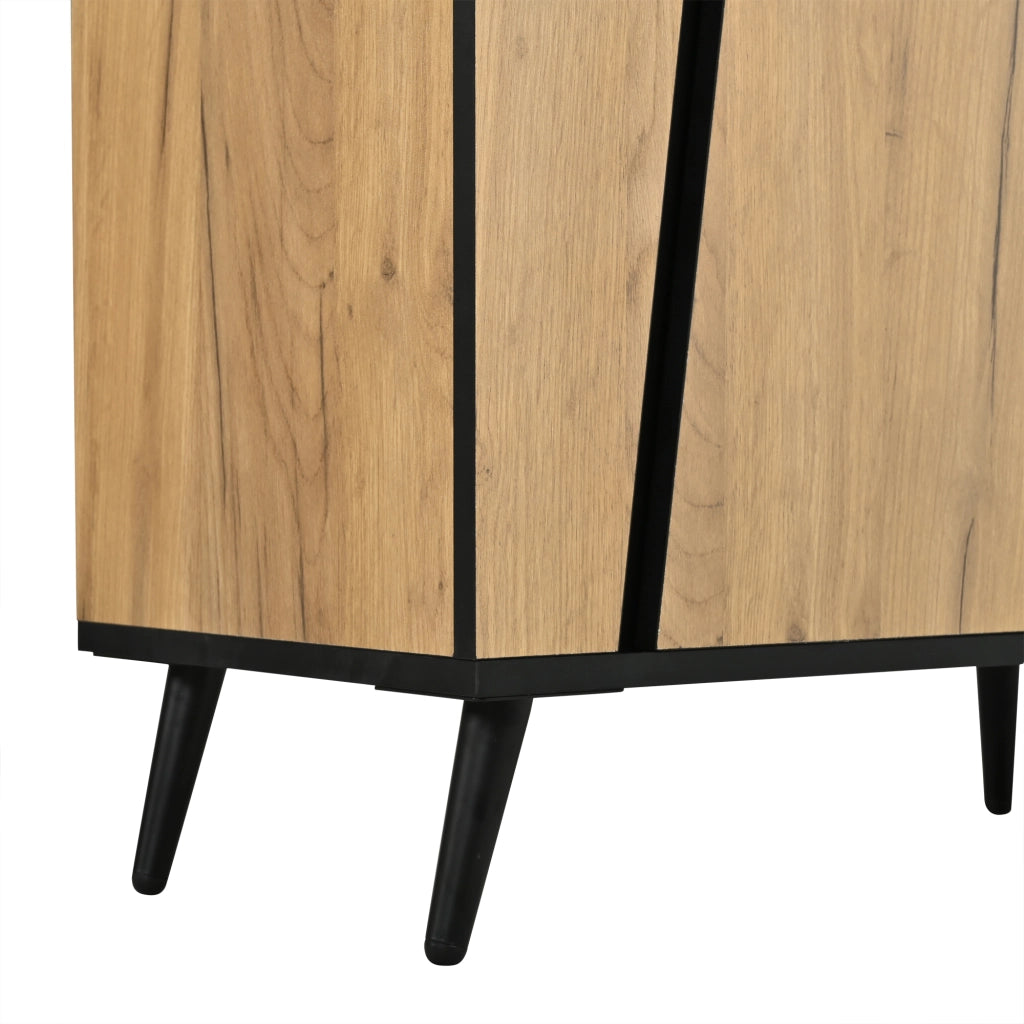 Sideboard con 2 ante e 3 cassetti 120x40x70 cm in MDF e truciolare naturale e nero