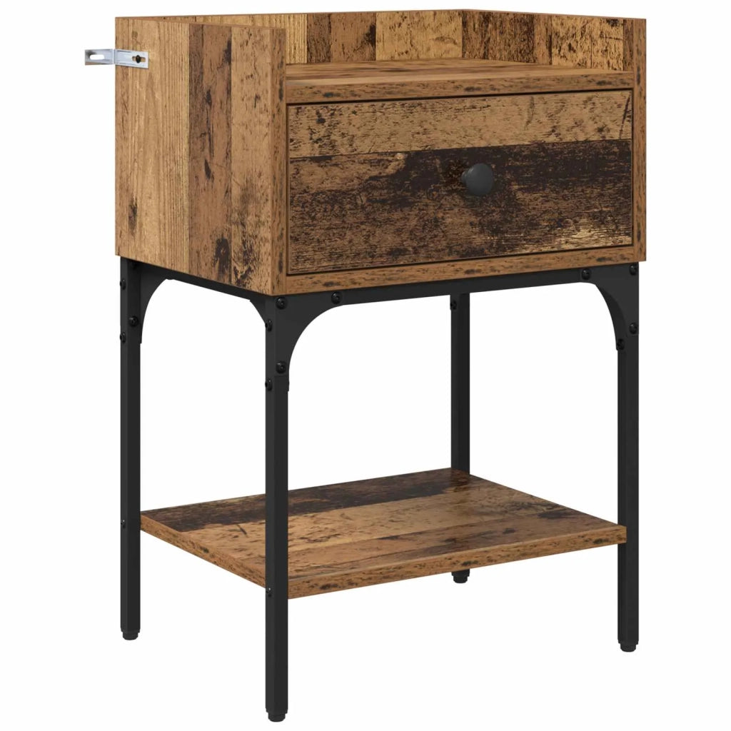 Set di 2 Comodini | Armadio da Notte | Mobiletto da notte Legno vecchio 40 x 29 x 60 cm Legno multistrato