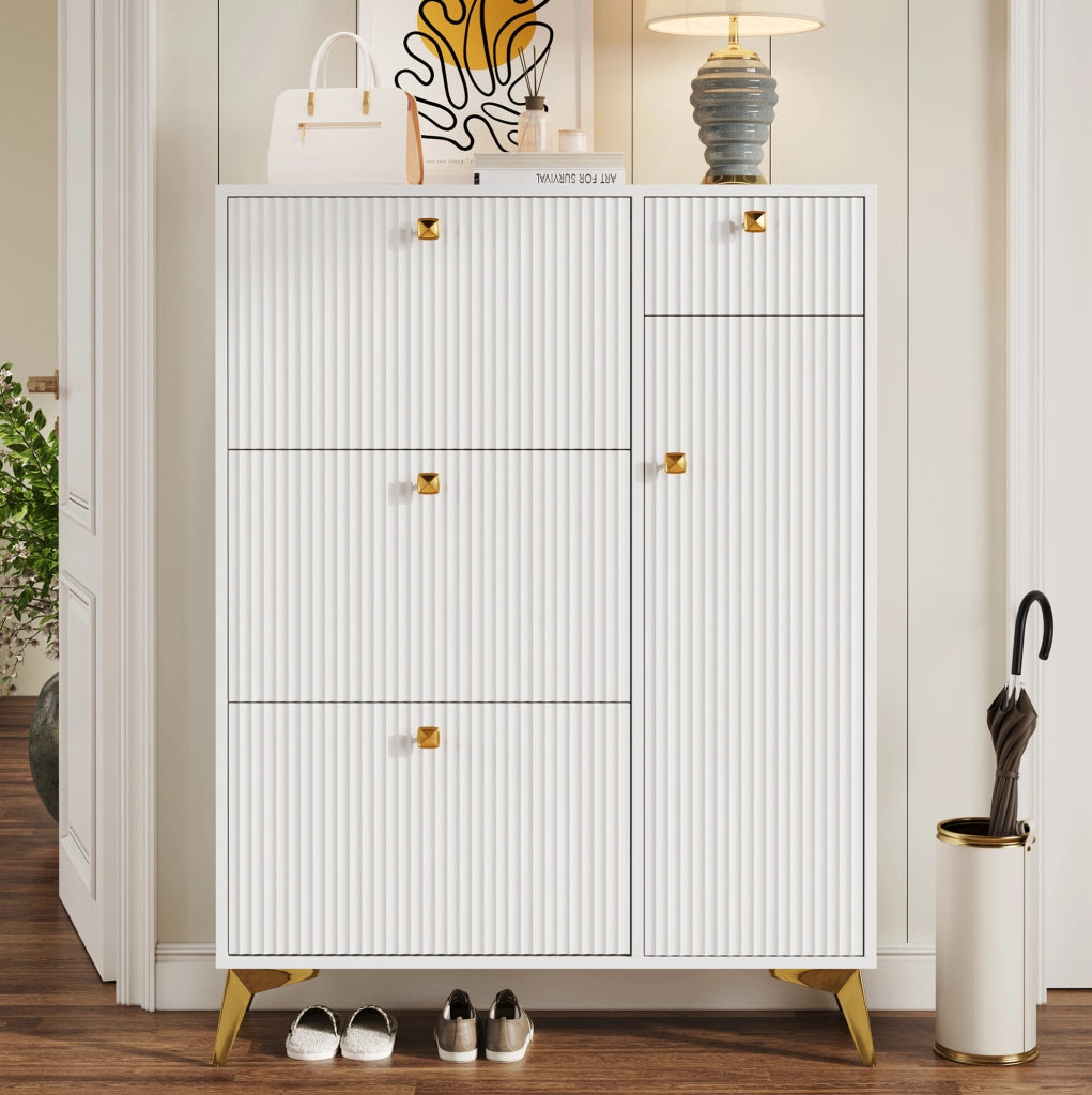 Mobile portascarpe bianco con ripiani regolabili 90x25x121 cm