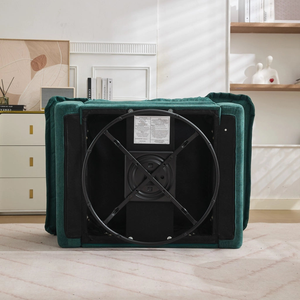 Poltrona girevole Chenille 360° oversize con cuscino di supporto per soggiorno, camera da letto e cameretta