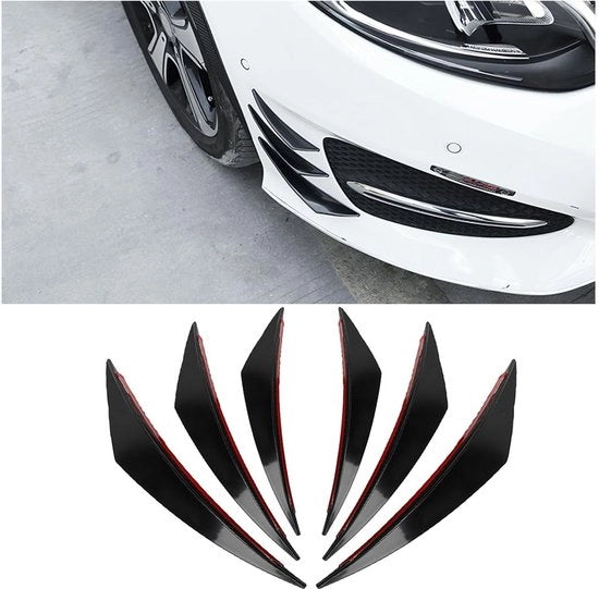 Kit di Spoiler Anteriore Universale - Autospoiler Canarde - PVC - Nero - Grande/Medio/Piccolo - 6 Pezzi - Leggero 110 g