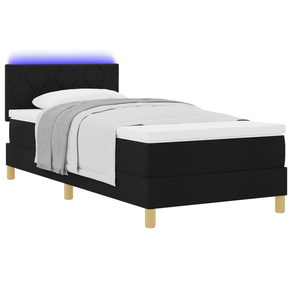 Letto con Doghe con Materasso e LED Nero 100x200 cm Tessuto