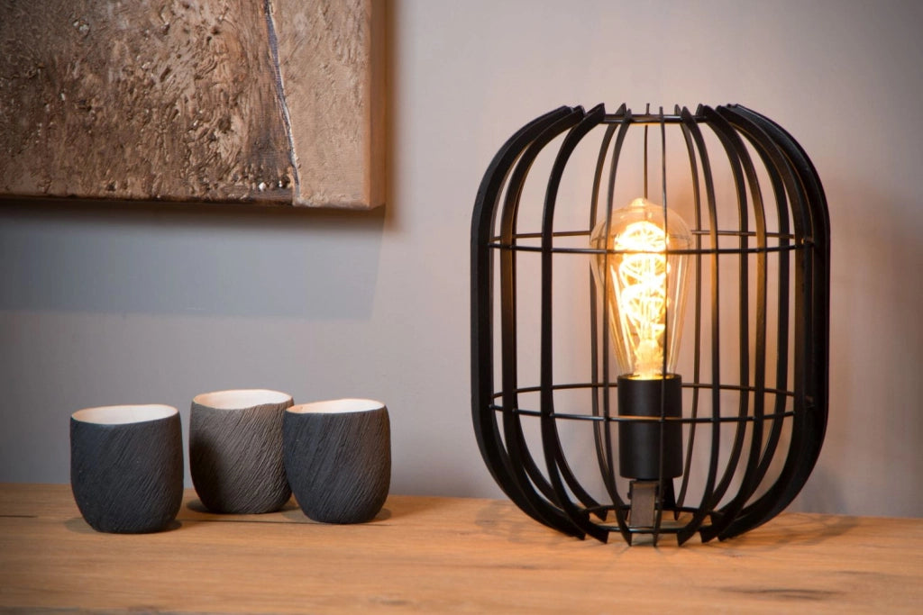 Lampada da tavolo Lucide Reda nera metallo E27 40W 26cm
