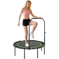 Trampolino Fitness con corrimano regolabile, per Interni ed Esterni, in Acciaio e Plastica, Verde