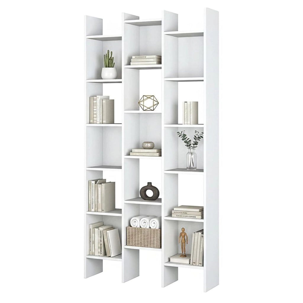 Biblioteca Areca, Libreria 18 Ripiani, 29x96x192h cm Bianco