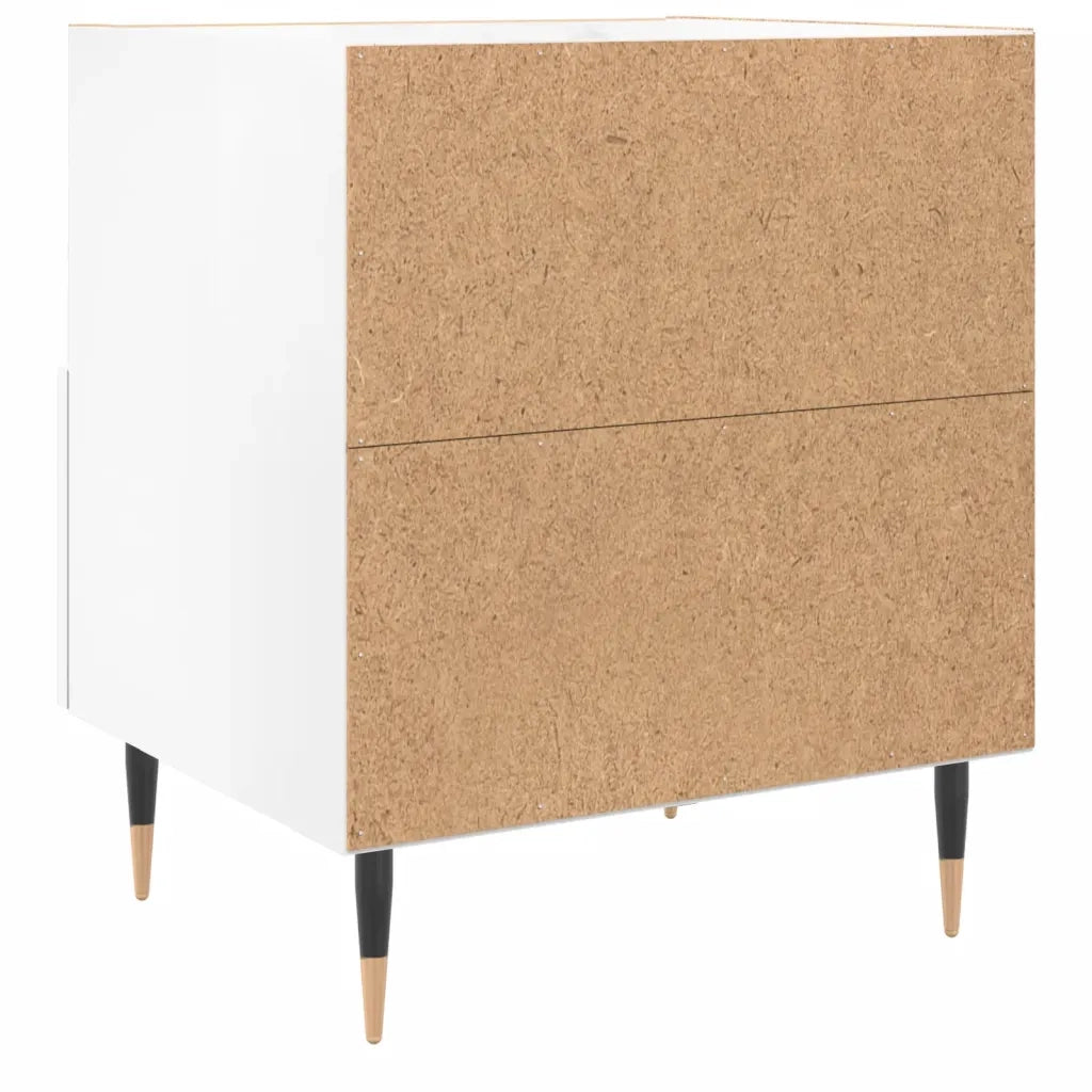 Comodino Bianco Lucido 40x35x47,5 cm in Legno Multistrato 827392