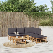 Set Salotto da Giardino 6pz con Cuscini Grigio Scuro BambÃ¹cod mxl 76336