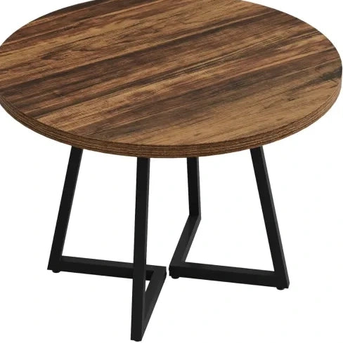 Tavolo da pranzo 80 cm in MDF e metallo; marrone rustico e nero