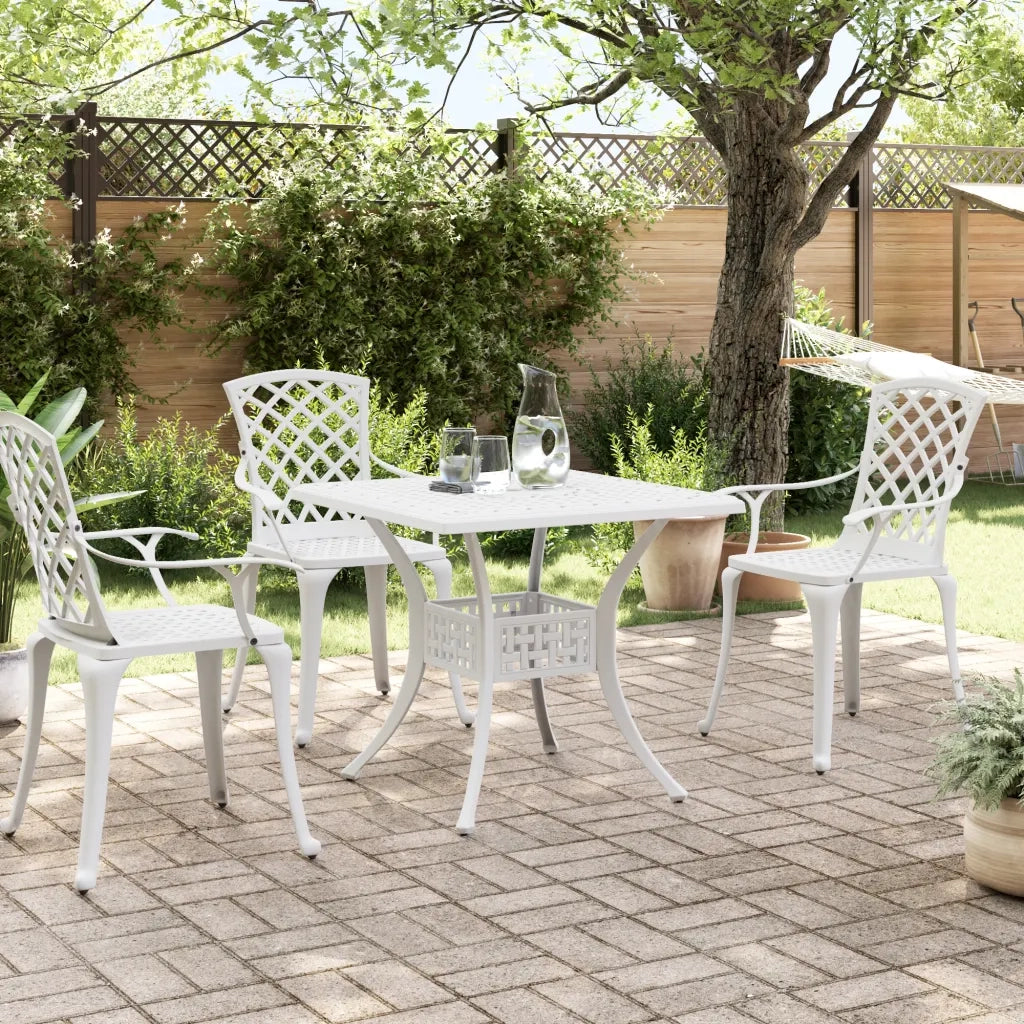 Tavolo da Giardino | Tavolino da esterno Bianco 80x80x75 cm in Alluminio Pressofuso