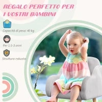 Poltrona per Bambini fino a 3 Anni con Braccioli a Nuvola in Tessuto, 46x51x55cm, Grigio