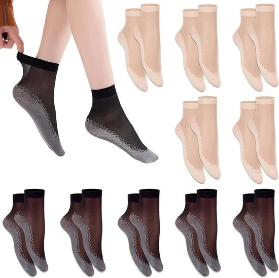 20 Paia di Calze Antiscivolo in Nylon - Leggeri e Invisibili - Adatti per Scarpe da Tempo e Stivali con Tacco Alto - Calze Antiscivolo trasparenti - Accessori di Moda per Signore - Calze Denier a Caviglia