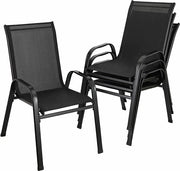 Set di sedie da giardino - 4 pezzi - Sedie da giardino stivabili - Sedie da giardino - Resistente al tempo - Resistente ai raggi UV - Nero - 93x69 cm