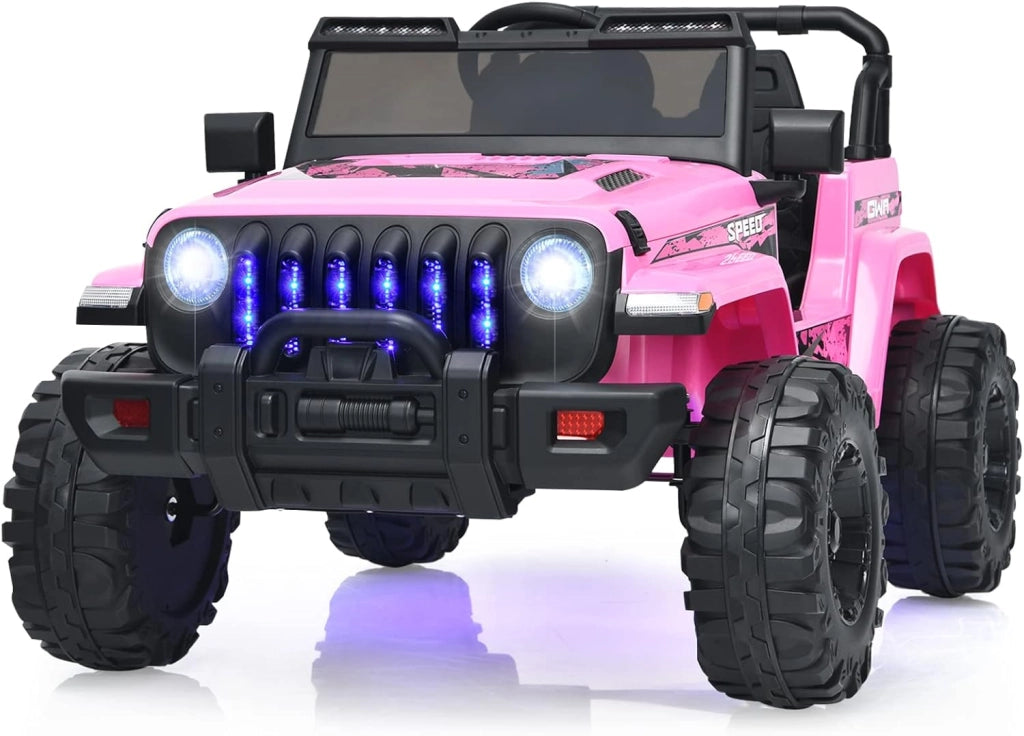 12V Auto per Bambini con Telecomando, Macchina Elettrica con 2 Posti Musica Porta USB e Luce, Velocità Regolabile 2,6-6km/h, per 3-8 Anni (Rosa)