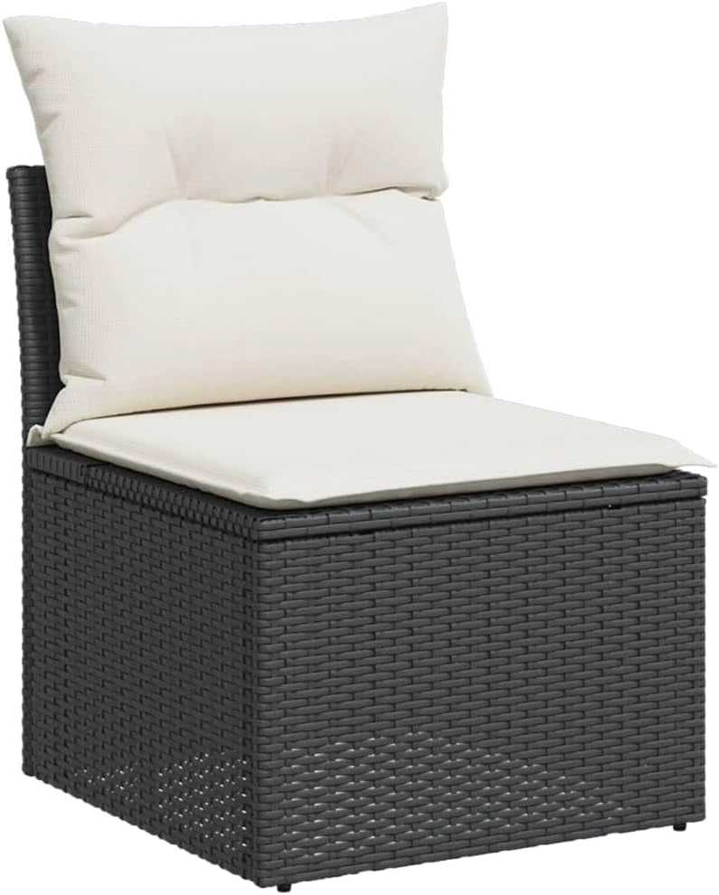 LAPOOH Set da pranzo da giardino 7 pezzi e cuscini in rattan sintetico nero, Set Tavolo e Sedie Giardino, Tavolo e Sedie Terrazza, Mobili da Giardino Esterno, Set di Mobili Da Giardino - 3256553