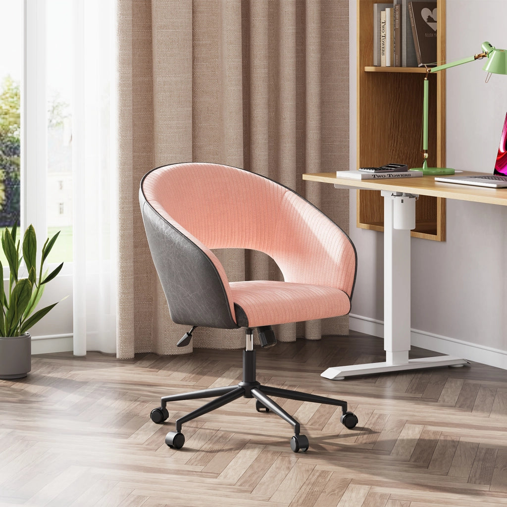 Sedia da ufficio imbottita regolabile in altezza ¨C zephmum ¨C Tessuto e similpelle bianco e grigio scuro