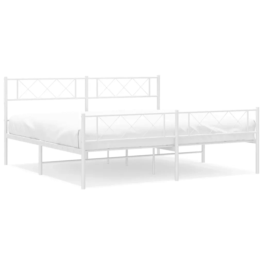 Giroletto con Testiera e Pediera-Struttura Letto Metallo Bianco 183x213 cm 729989