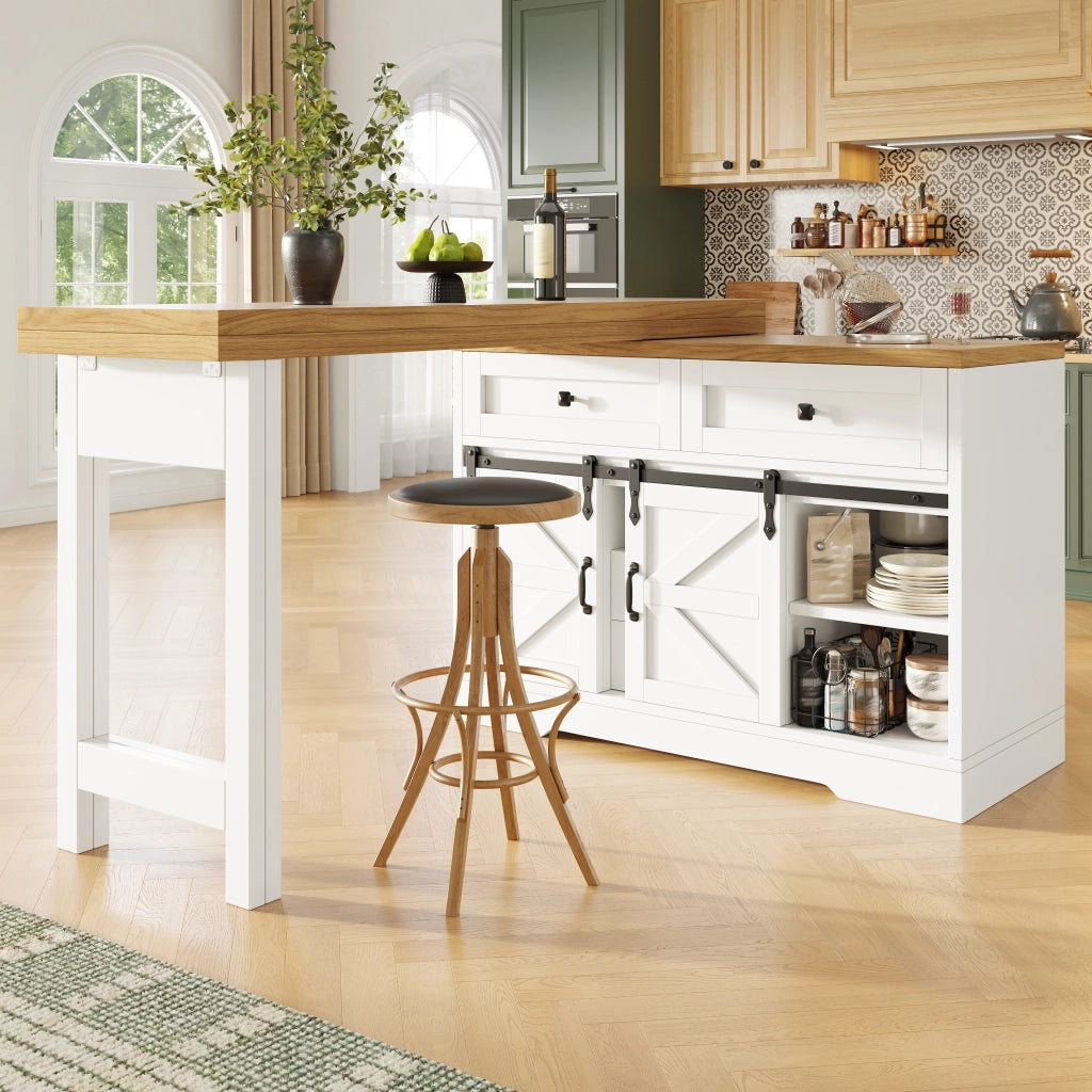 Tavolo da pranzo con armadio laterale; pannelli girevoli a 360°; per cucina; 120-197 × 40 × 72 cm