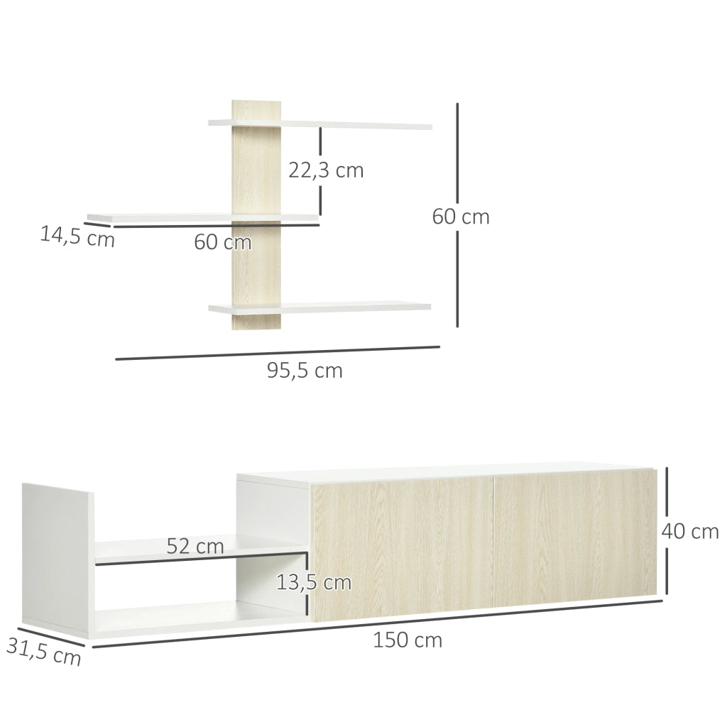 Mobile TV con Tavolino ¨C zephmum ¨C Legno Naturale 150x31.5x40 cm