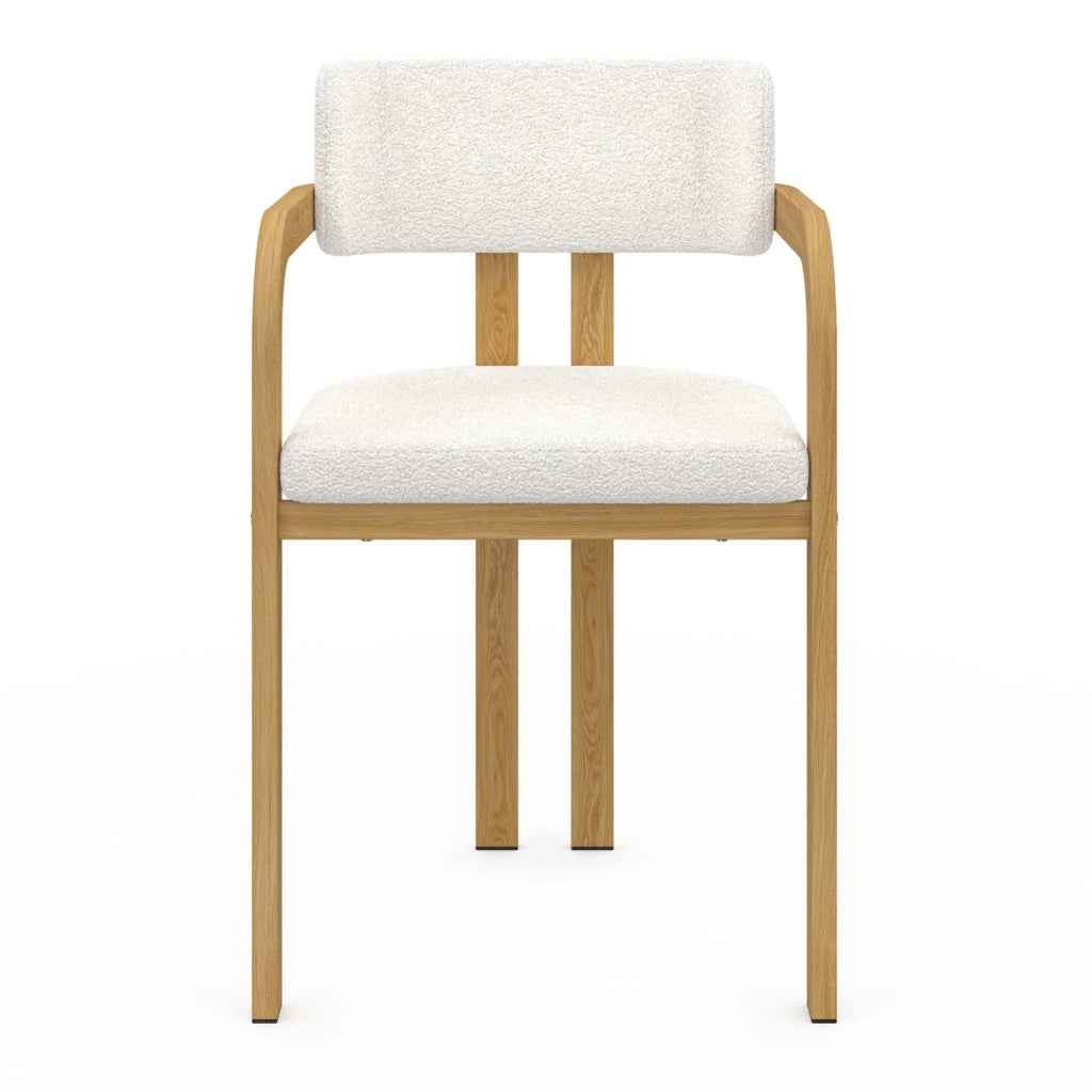 IDMarket - Set di 2 sedie da pranzo e poltroncine da tavolo ESMA in metallo effetto legno e tessuto bouclette con braccioli