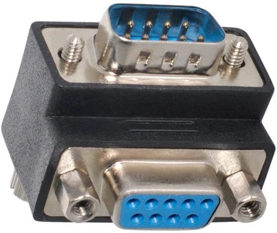 Convertitore D-SUB 9 pin - Adattatore maschile a femminile - Angolo 90 gradi - Estensore - Per proiettori e display - Forma compatta