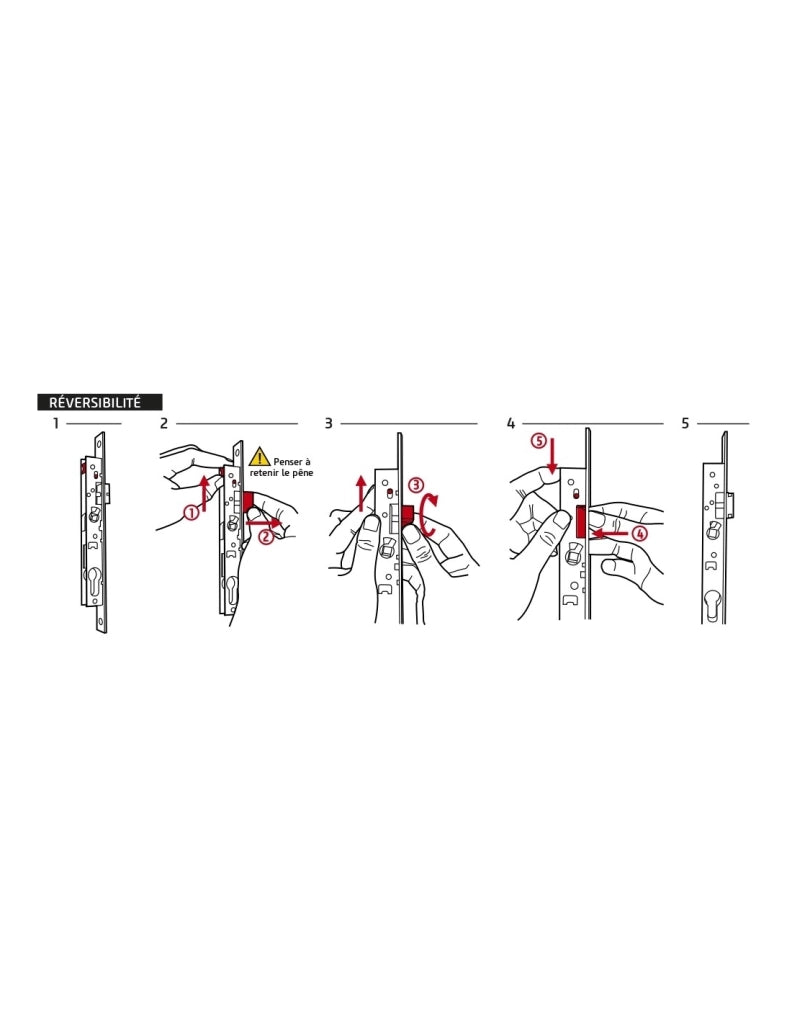 Serratura da incasso per WC, asse 60 mm, frontale in ottone satinato – THIRARD