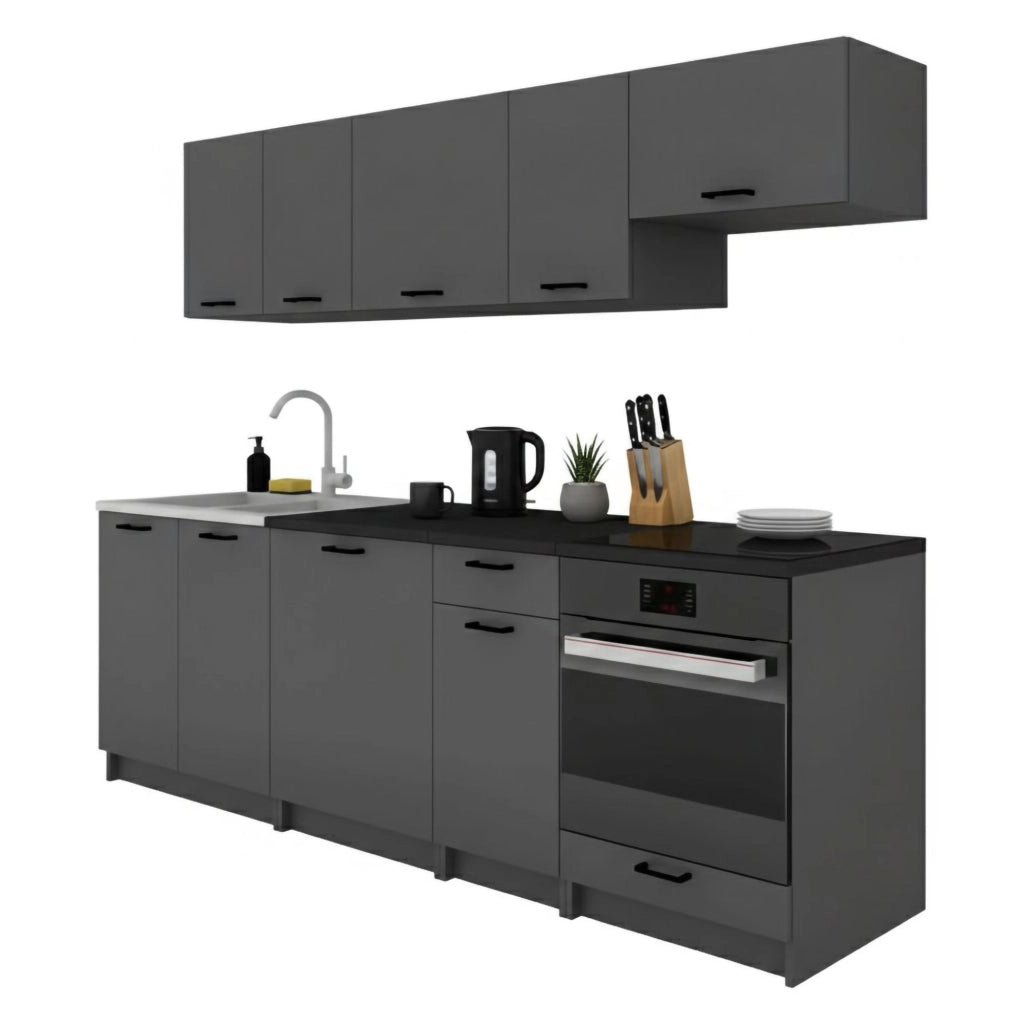 Cucinino Elettrodomestici non inclusi, Miogli, Cucina Modulabile, Nero Antracite