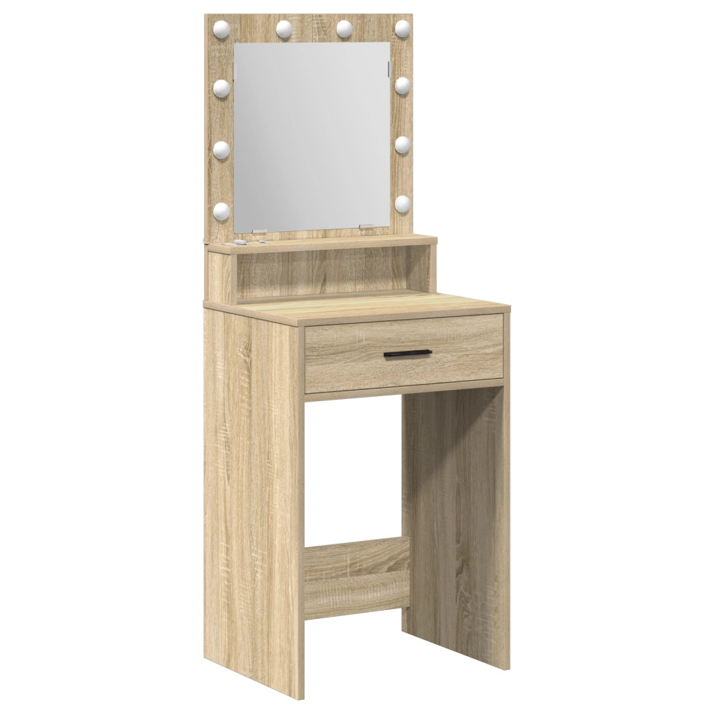 Toeletta vitaXL con luci LED Rovere Sonoma 50x41x135 cm