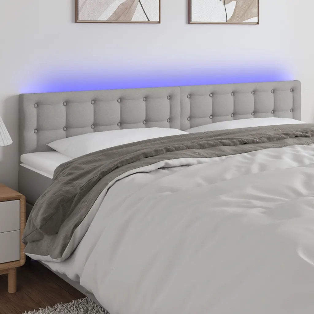 Testiera a LED-Testata con LED Grigio Chiaro 180x5x78/88 cm in Tessuto 851853
