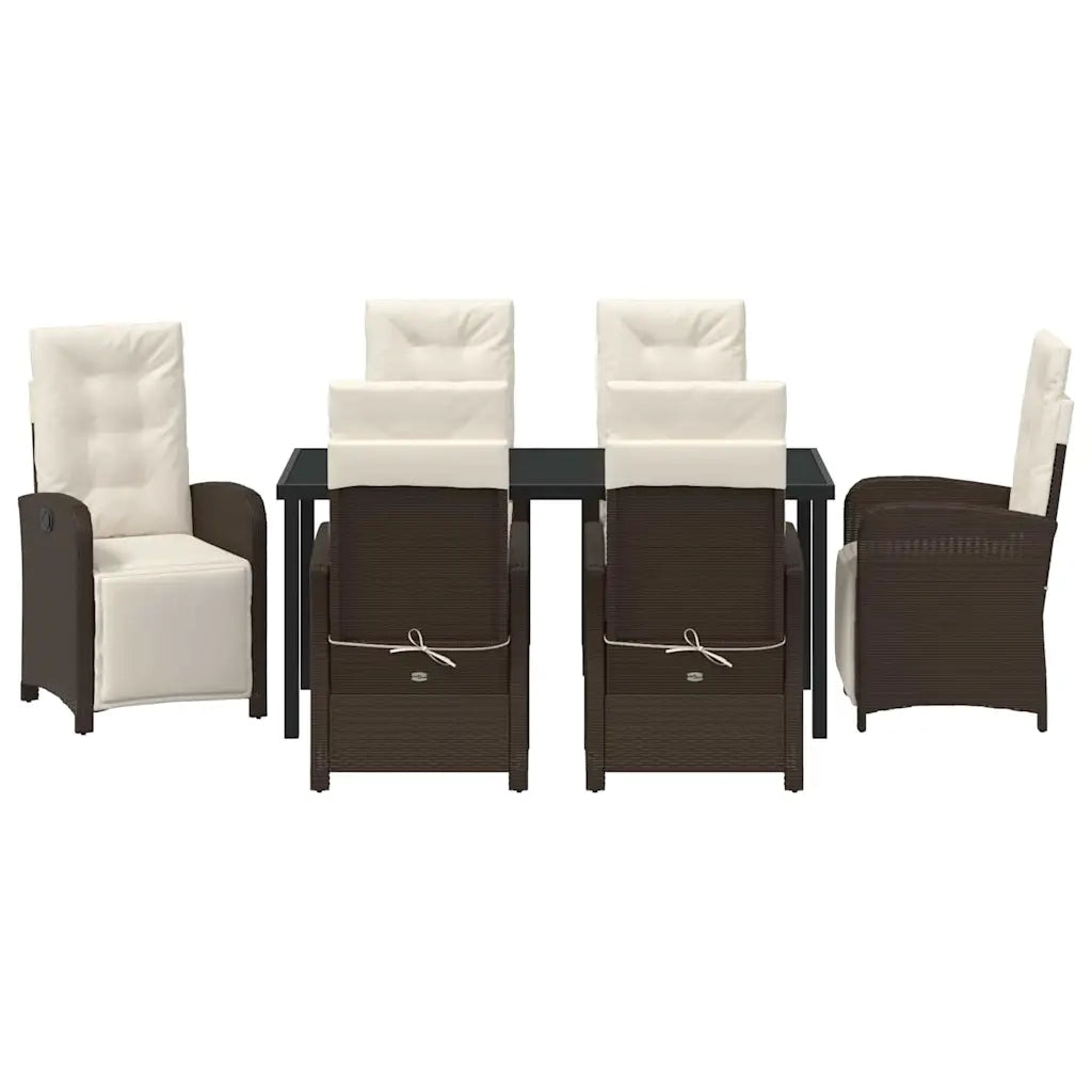 Set da Pranzo per Giardino con cuscino 7 pcs Marrone polyrattan 3380320
