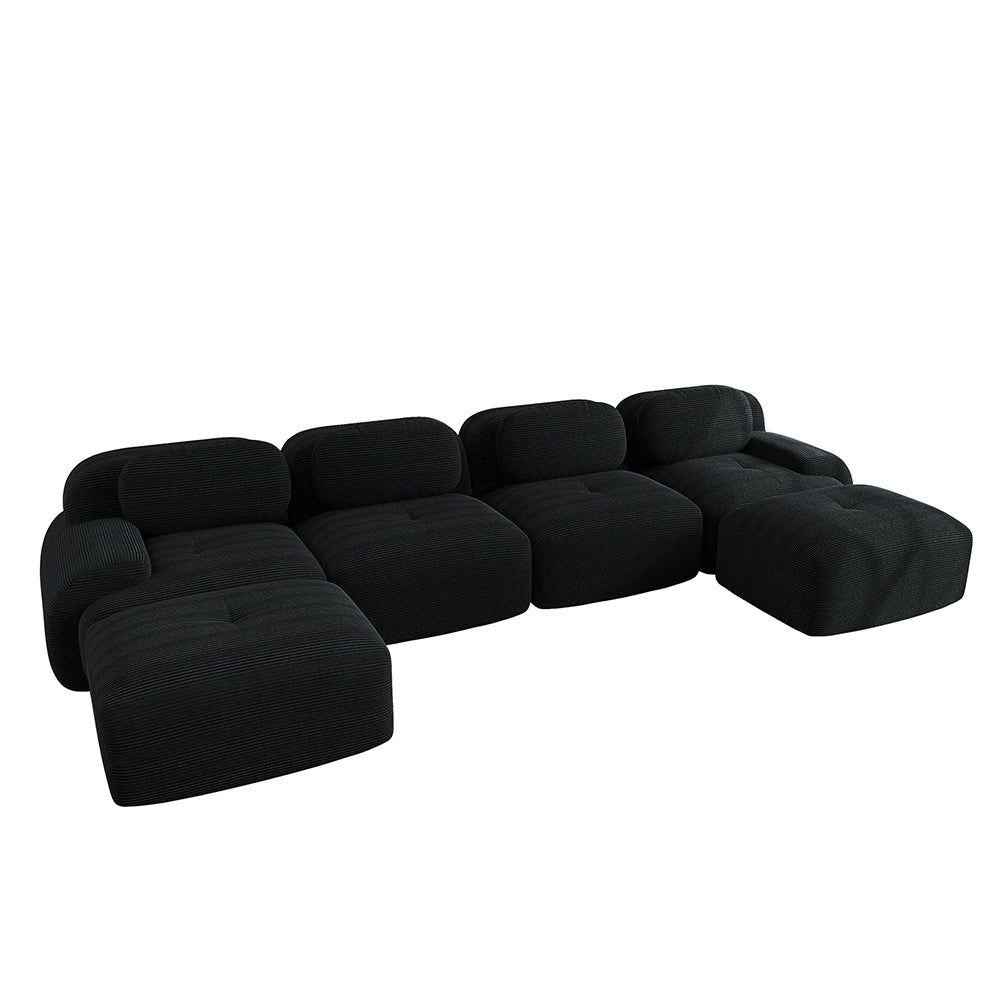 Divano a U senza montaggio - Xylo - Velluto traspirante, braccioli XL, 32D, adatto animali, nero