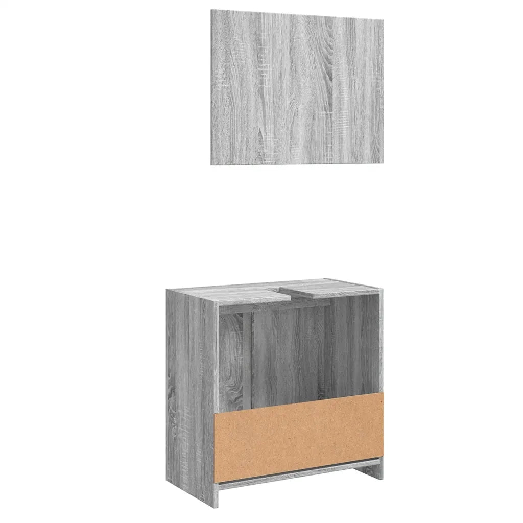 Set Mobili da Bagno | Armadio da bagno 2 pz Grigio Sonoma in Legno Multistrato